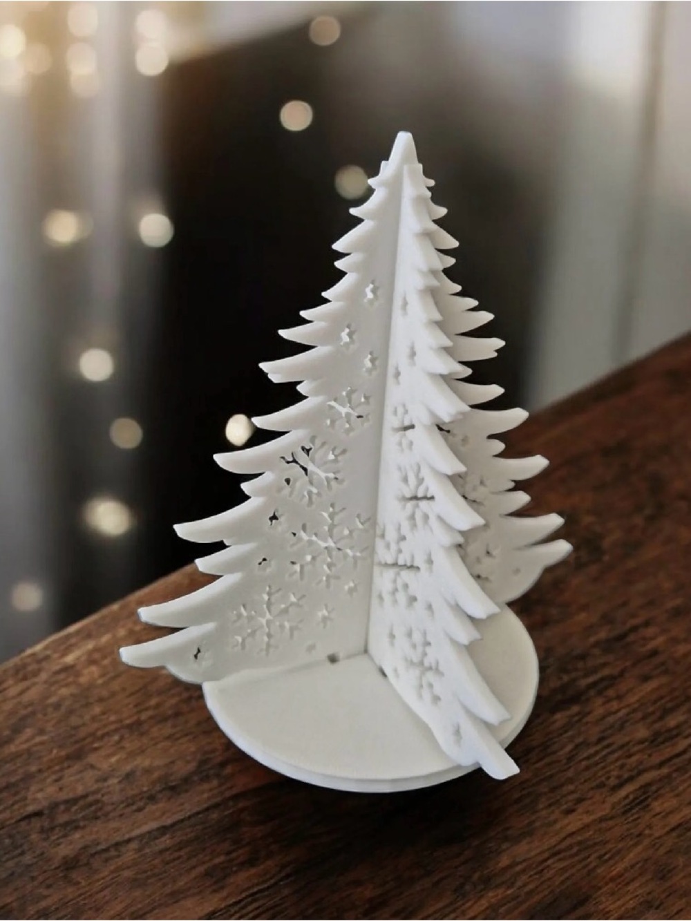 White Holiday Tree Tealight Candle Holder -